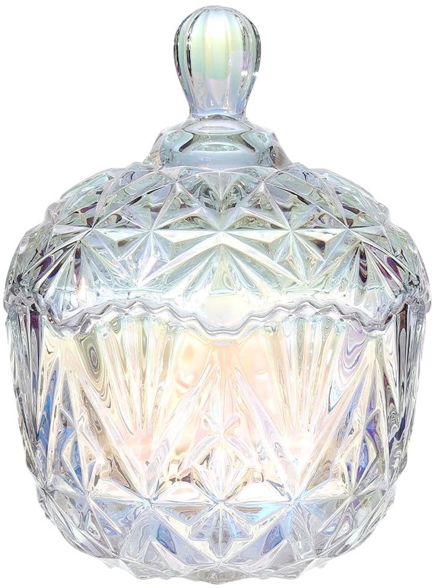 Omgoods - Grote Glazen Snoeppot met Deksel voor Decoratie