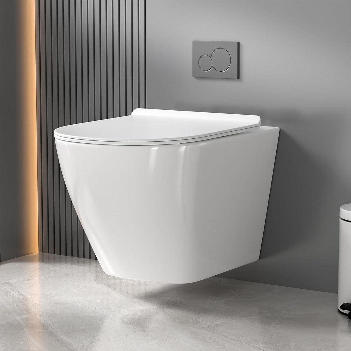 Hangend toilet - Wandtoilet diepspoel - Moderne badkamer - Randloos spoelsysteem - 36 cm lang - Wit