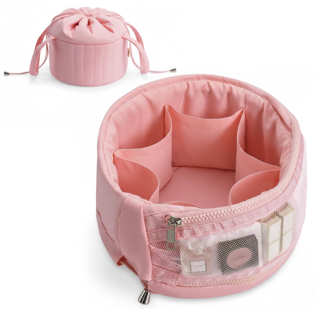 Omgoods - Makeup Organizer met Trekkoord - Luxe Toilettas voor Vrouwen, Roze