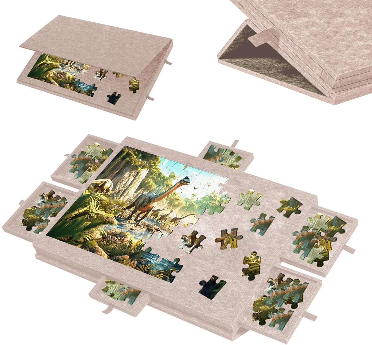 Omgoods - Puzzle Tafel met 6 Laden en Beschermende Deksel voor 1000 Stukken