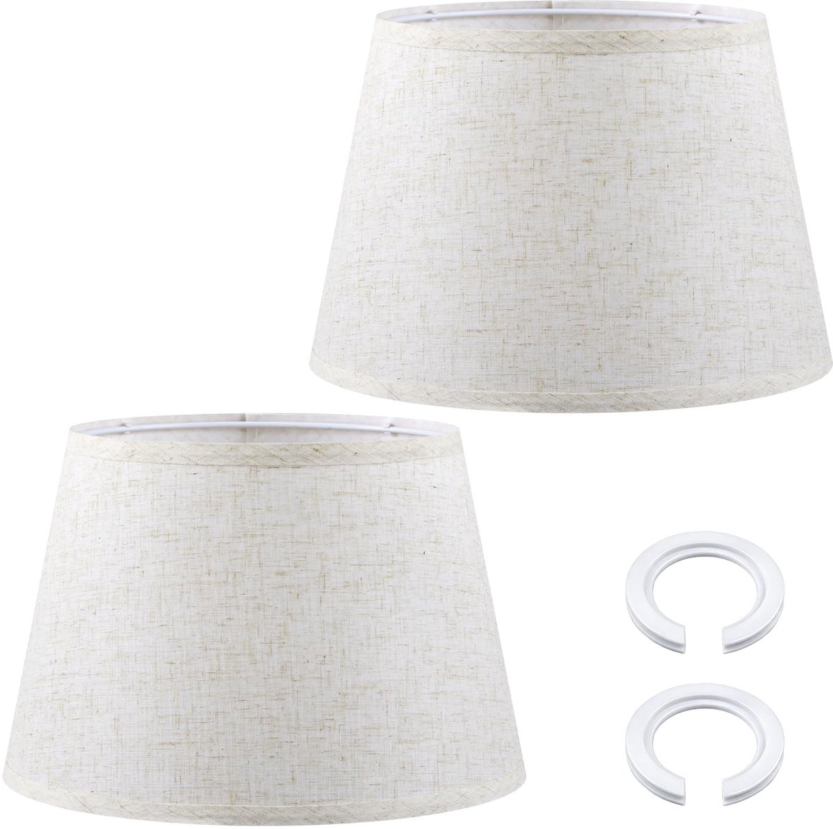 Omgoods - 2 Stuks Linnen Lampenkappen met Adapter