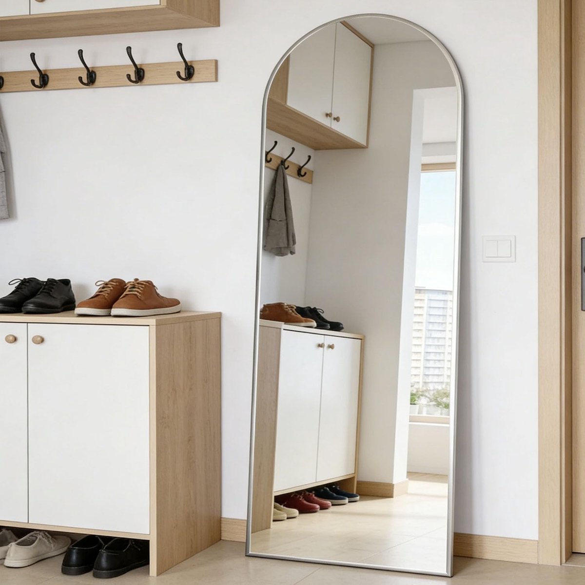 Omgoods - Staande Spiegel 162 x 53 cm met Moderne Boogontwerp