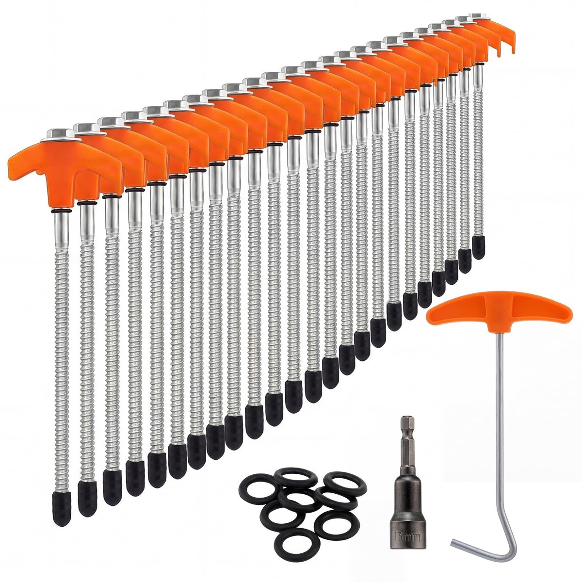 Omgoods - Set van 24 Rotatieve Tentpennen van Staal voor Camping