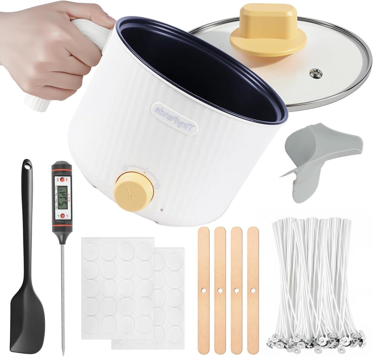 Wax Smeltpot - Kaars Smelter Kit - Kaarsen Maken - Antiaanbaklaag - 1.8L - Wit