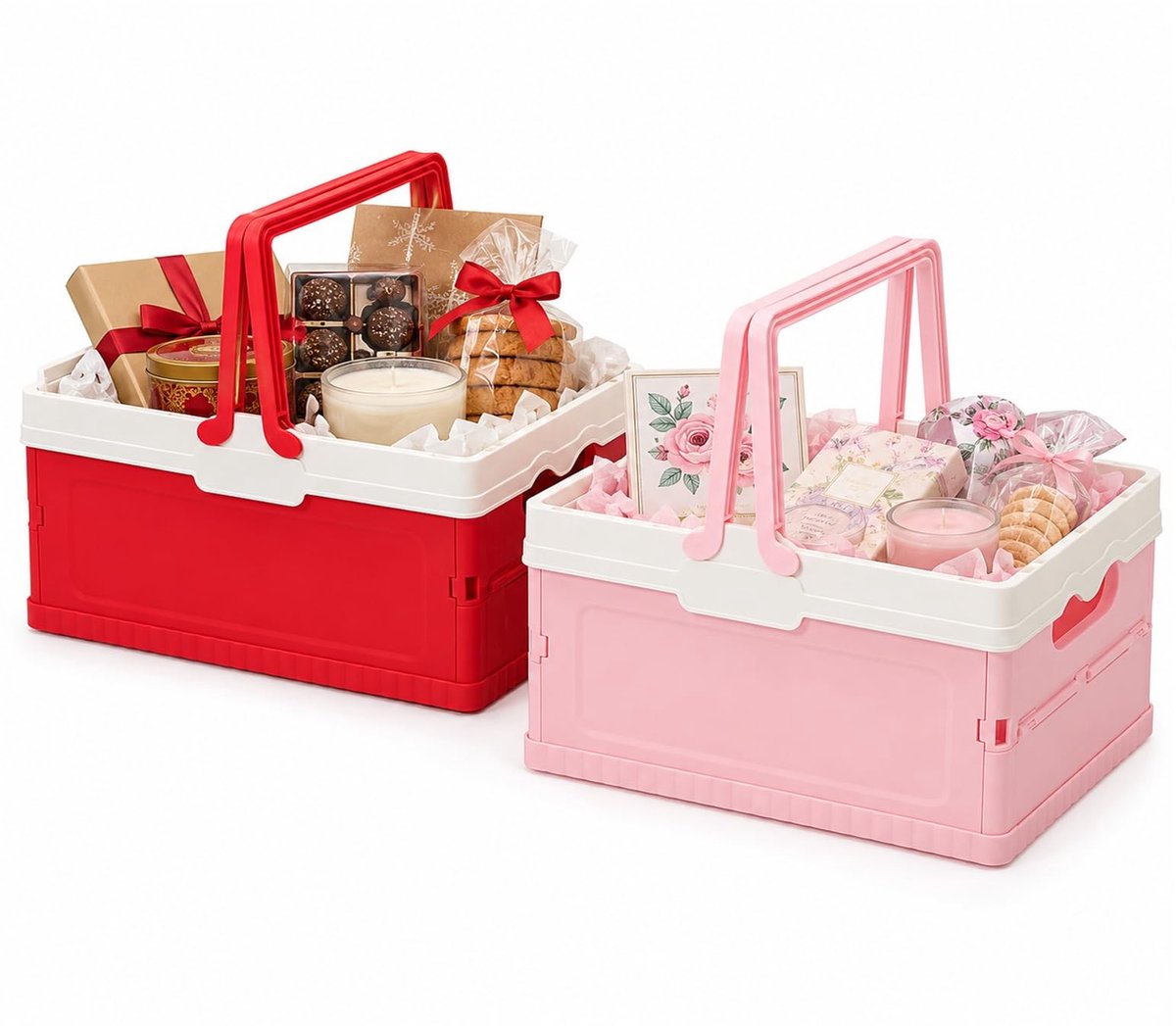 Omgoods - Set van 2 Opvouwbare Geschenkmanden voor Opslag