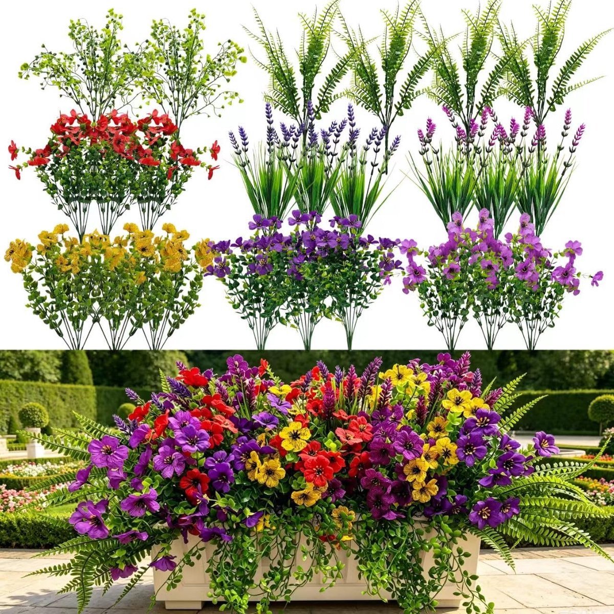 Omgoods - Set van 24 Kunstbloemen voor Binnen en Buiten Decoratie