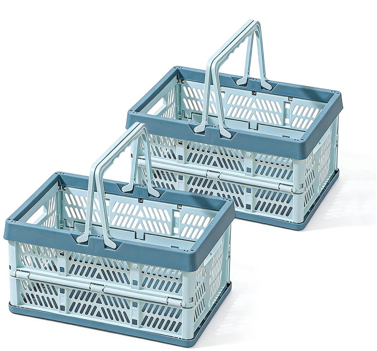 Omgoods- Vouwmand opvouwbaar - Opbergmand met deksel - Set van 2 - 10 liter - Handvat - Duurzaam kunststof - Multifunctioneel