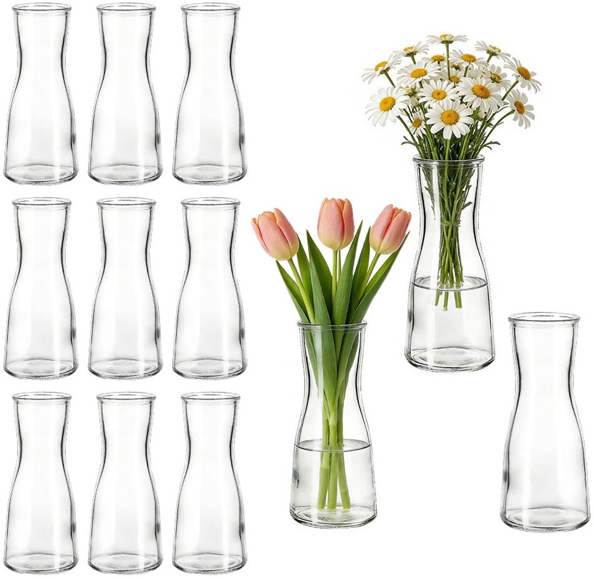 Omgoods - Set van 12 Kleine Glazen Vazen voor Tafeldecoratie
