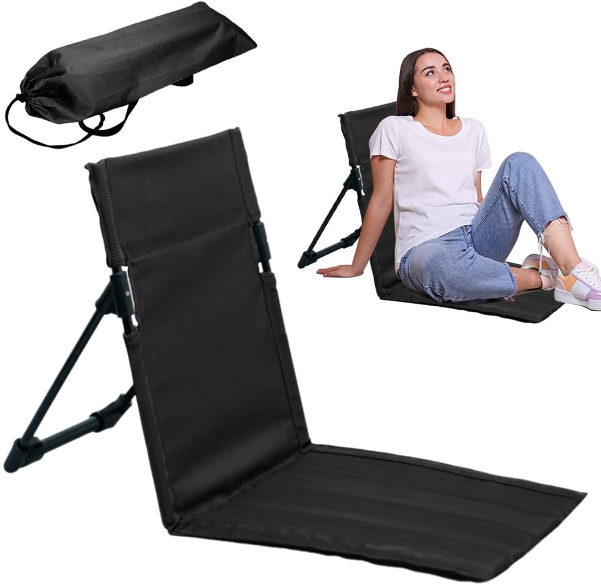 Omgoods - Vouwbare Strandstoel met Rugleuning voor Comfortabele Buitenactiviteiten