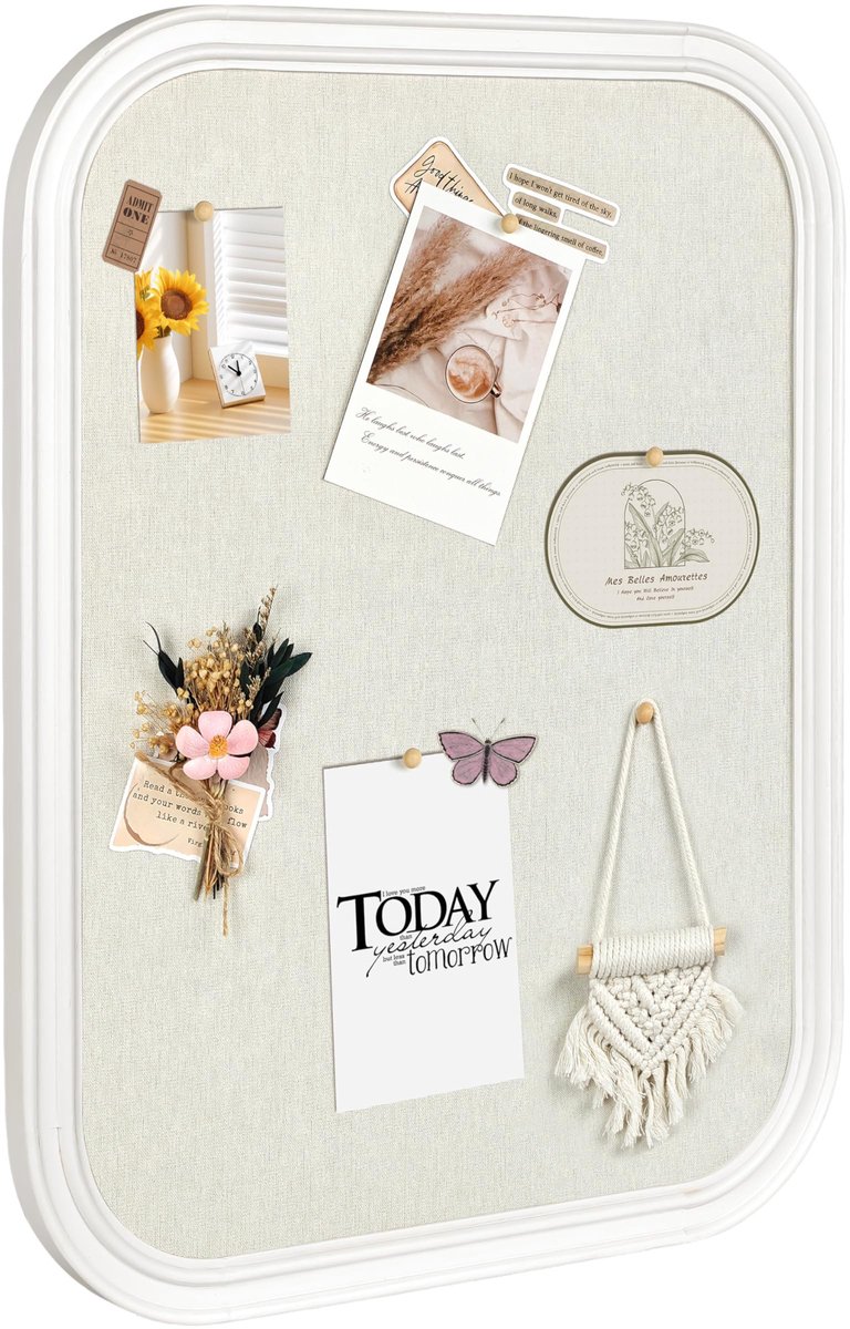 Omgoods - Grote Kurk Prikbord met Linnen 45x60 cm - Multifunctioneel