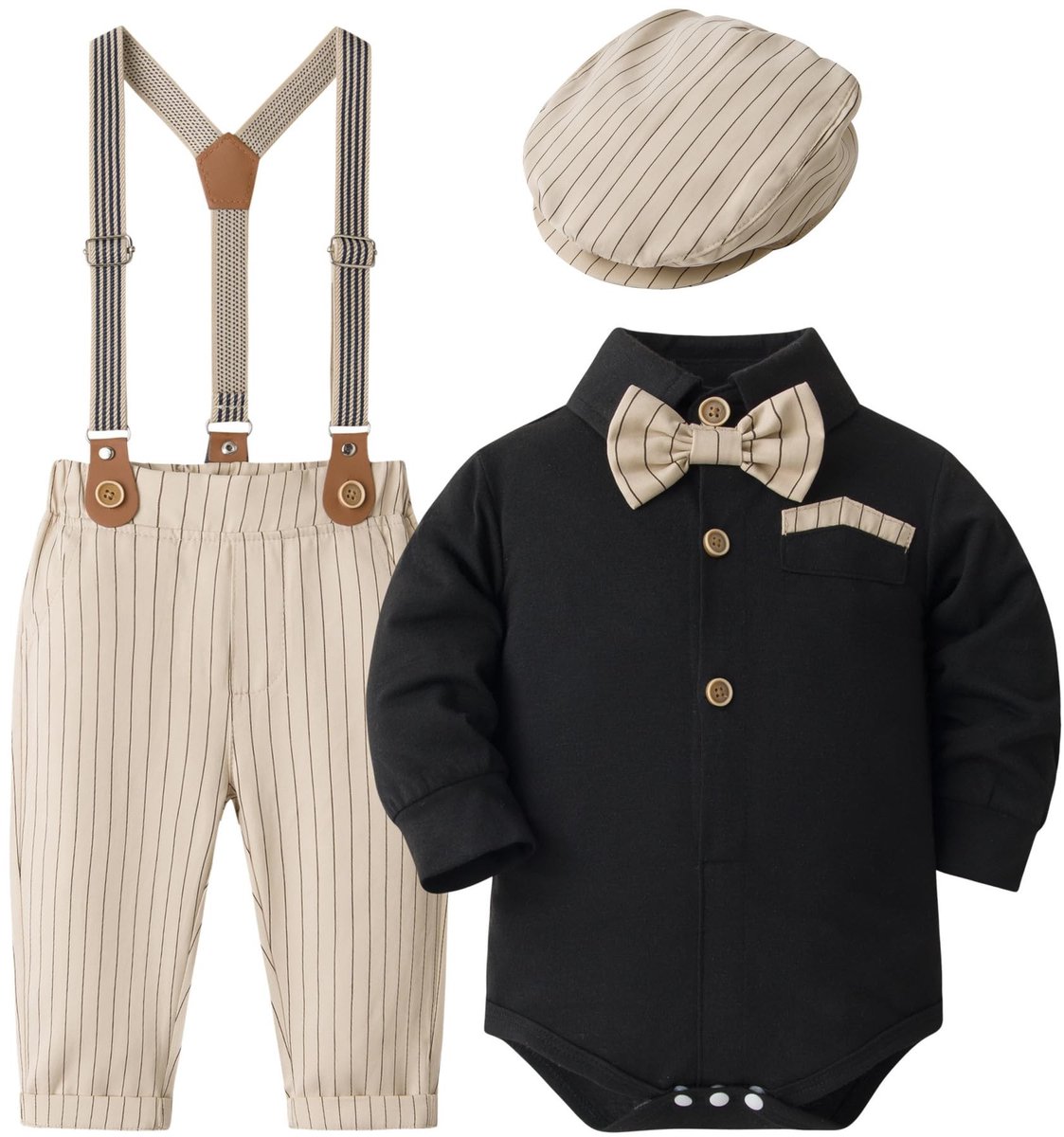 Omgoods - Baby Kledingset voor Jongens met Vlinderdas en Bretels