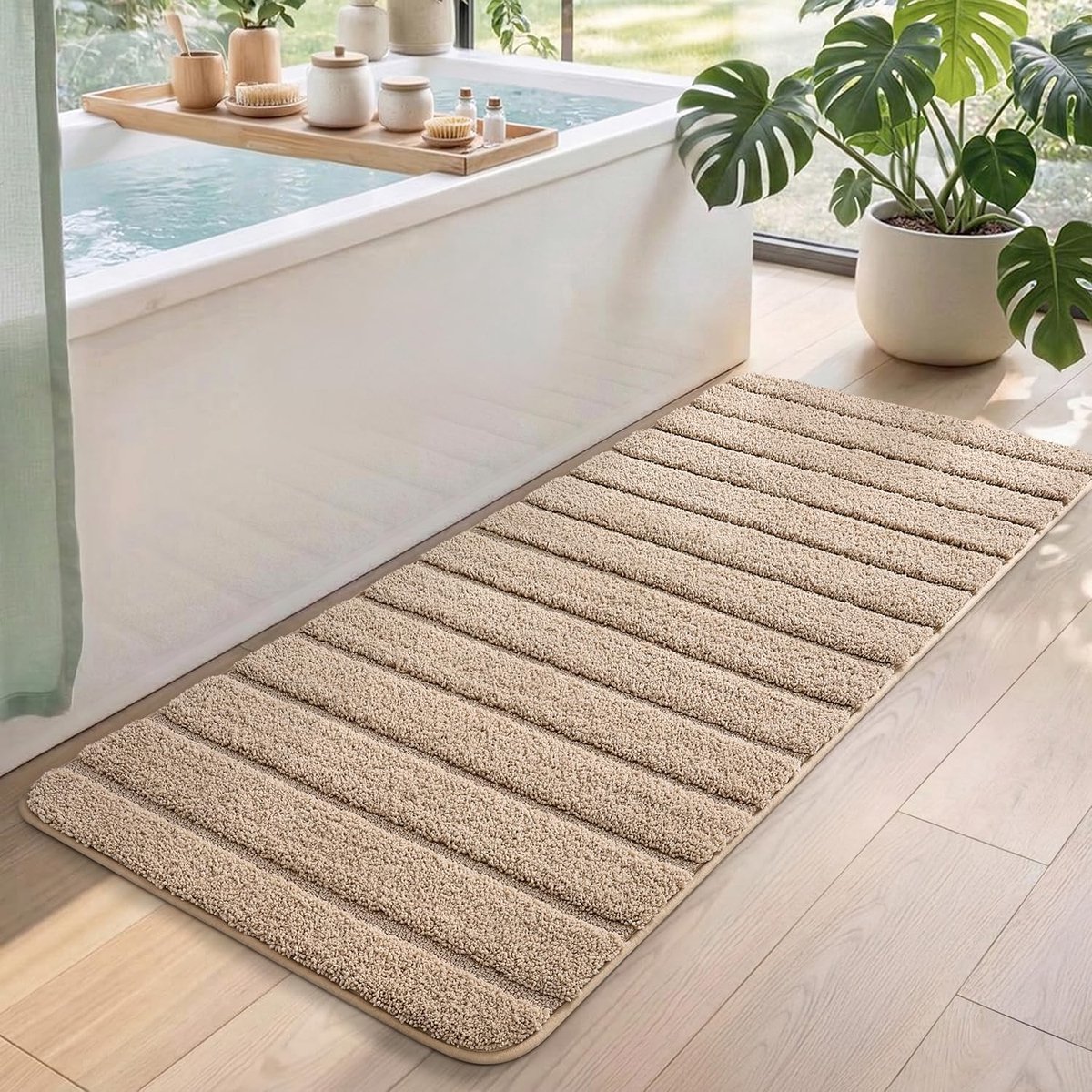 Omgoods - Extra Zachte Antislip Badmat, 60x150cm, Microfiber Khaki