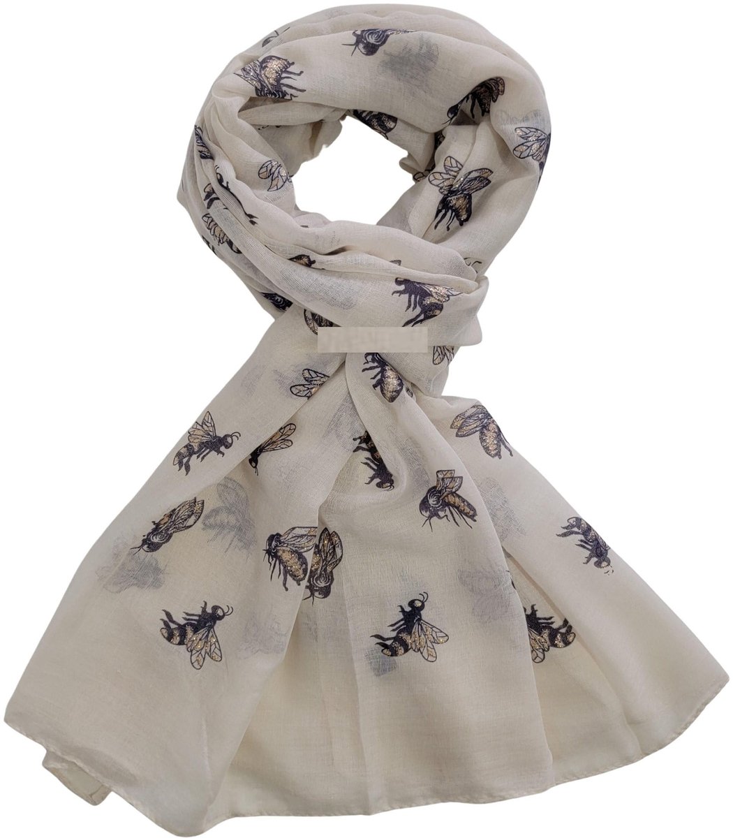 Omgoods - Dames Sjaal met Glitter en Bijenprint voor Lente en Zomer