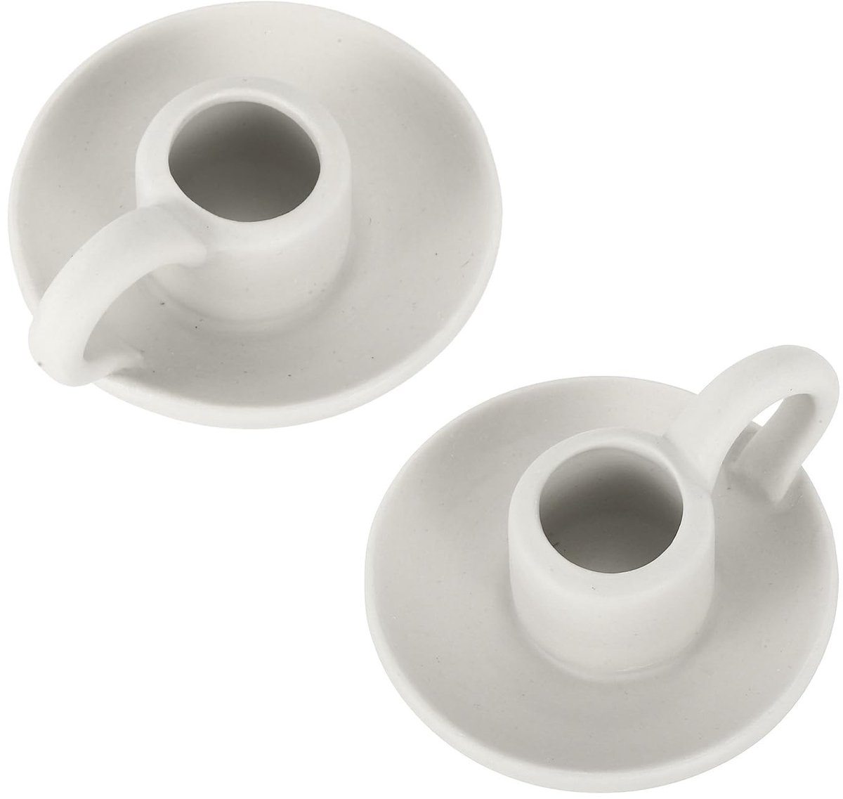 Omgoods - Set van 2 Scandinavische Keramische Kaarsenhouders in Grijs-Wit