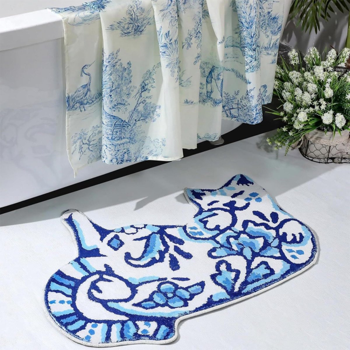 Omgoods - Antislip Badkamertapijt met Kattenprint, 80 x 50 CM