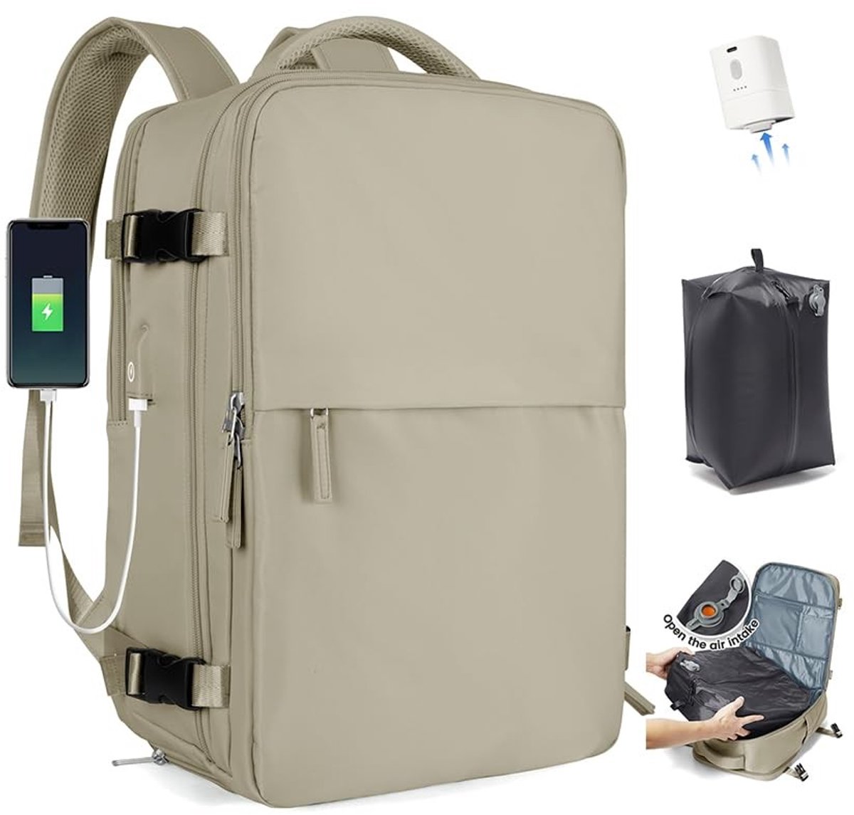 Omgoods - Vacuüm Rugzak met Pomp voor Reizen - Handbagage 40x30x20 cm