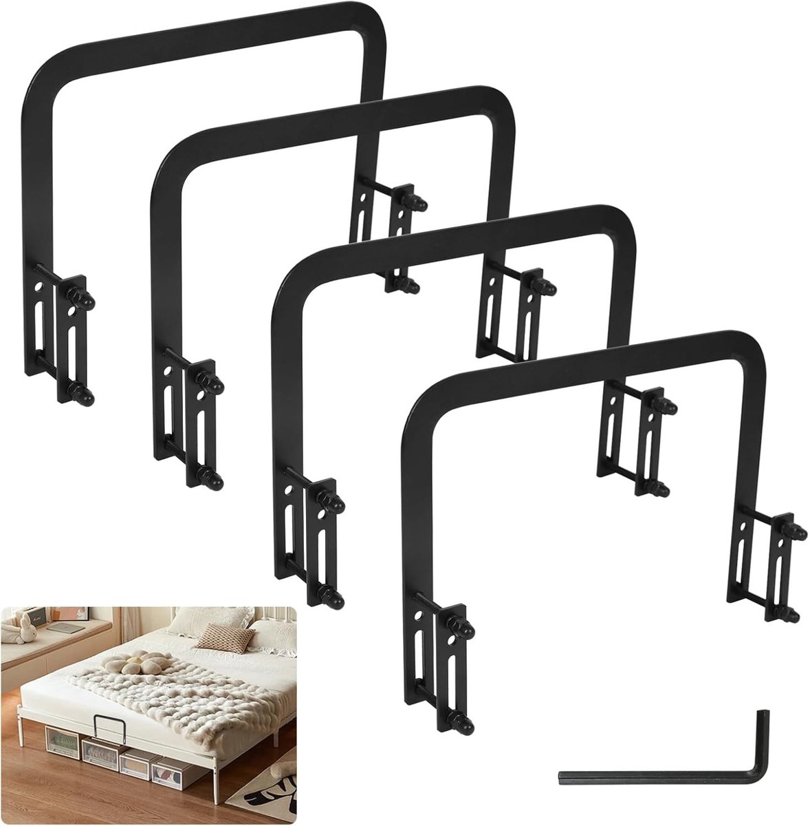 Verstelbare en Antislip Matrassteun voor Bedframe - 4 Stuks voor Stabiliteit en Comfort