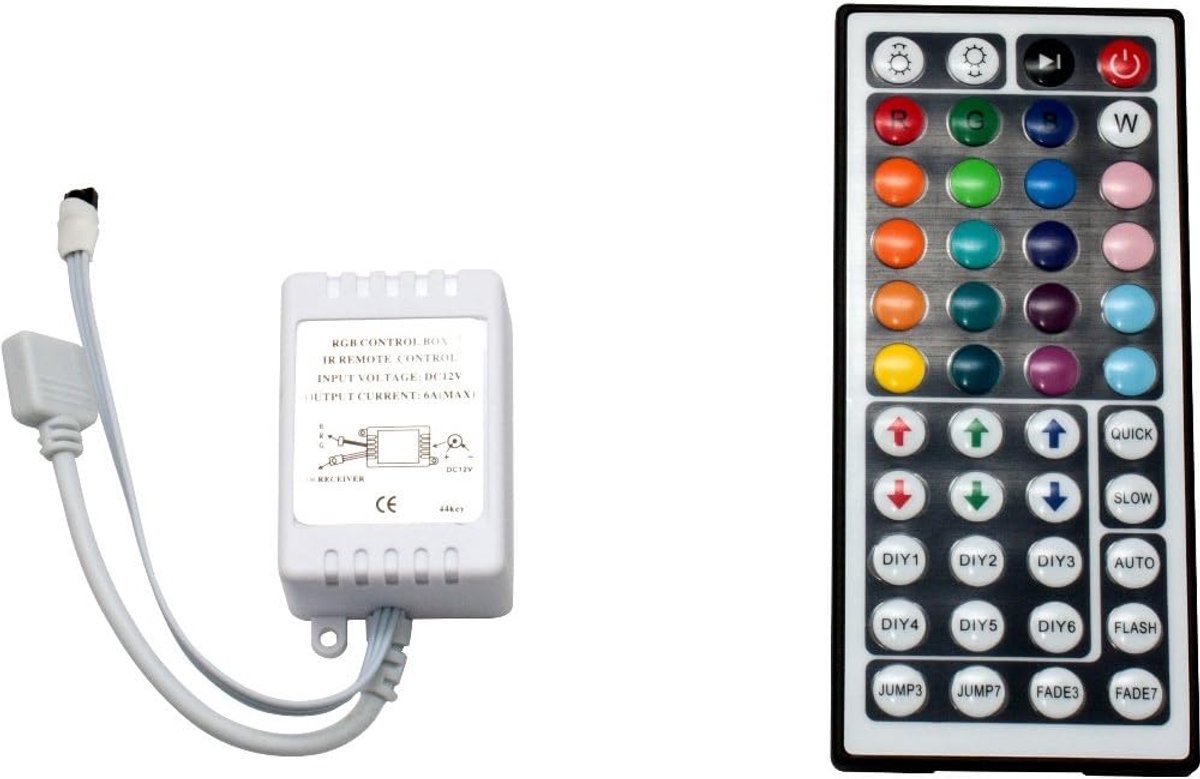 SnelShoppen - RGB IR afstandsbediening met 24 of 44 toetsen voor LED RGB-strips - Mini of standaard versie - Perfect voor feest, tuin, woonkamer, keuk