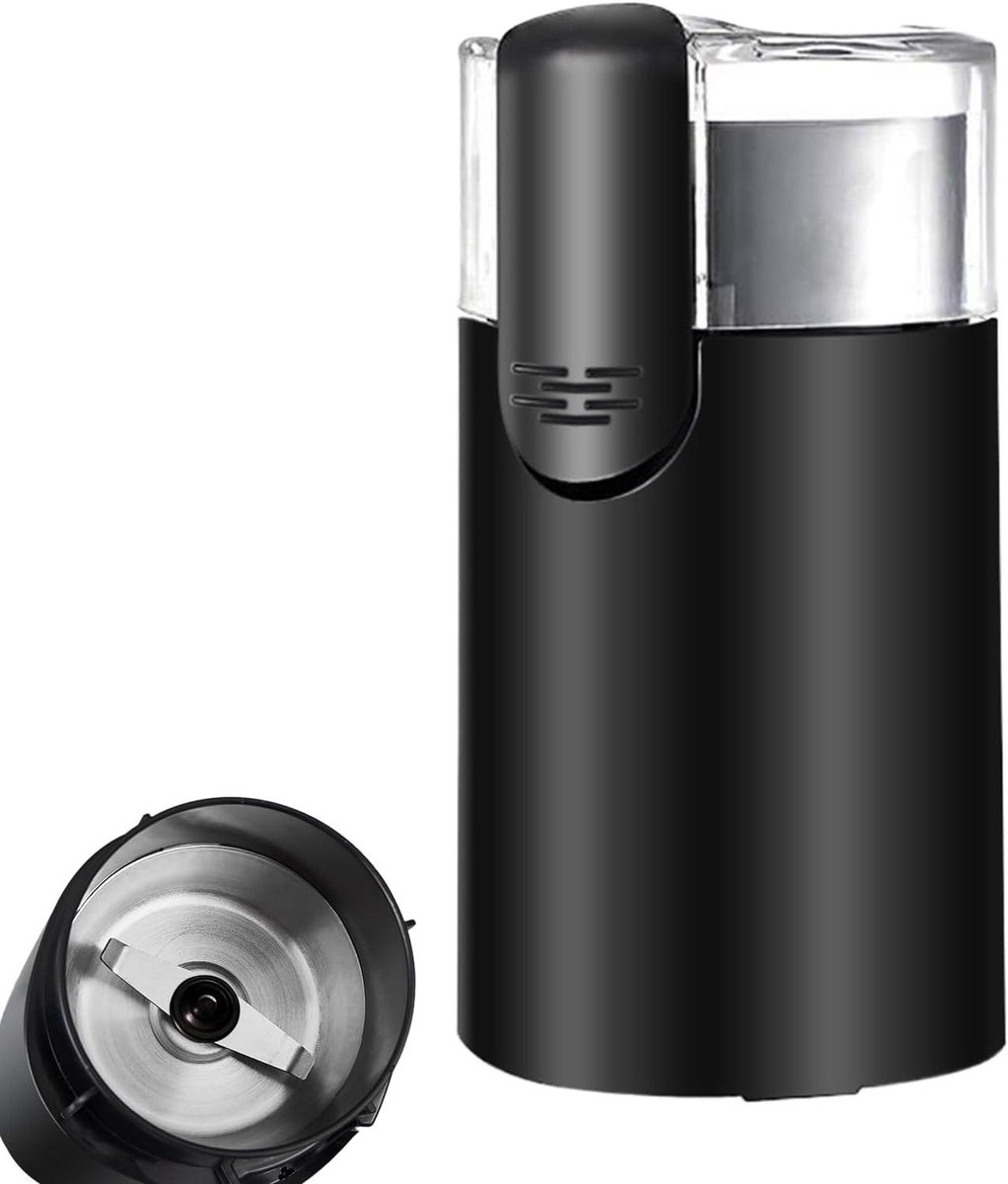 Elektrische Koffiemolen - Maalmachine Bonen - Verse Koffie Maken - Doorzichtig Deksel - 9.2x9.2x17.2cm - Zwart