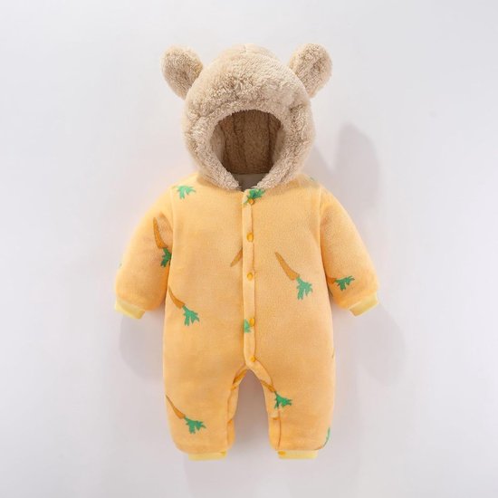 Baby Sneeuwpak - Baby Overall - Winterse Warmte - Dikke Fleece Stof - Pasgeboren - Koe Print — afbeelding 3