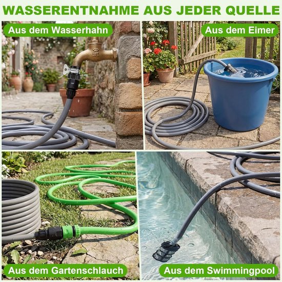 Draadloze Hogedrukreiniger - 1000 PSI - 2 Batterijen 4.0 Ah - 6-in-1 Sproeikop - Voor Auto en Tuin — afbeelding 2