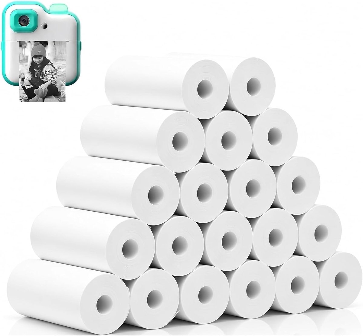 SnelShoppen - 20 Rollen Fotopapier voor Kinderen, 57 x 25 mm, Thermisch Papier voor Kindercamera's, BPA-vrij, Veilig en Duurzaam, Makkelijk te Vervang