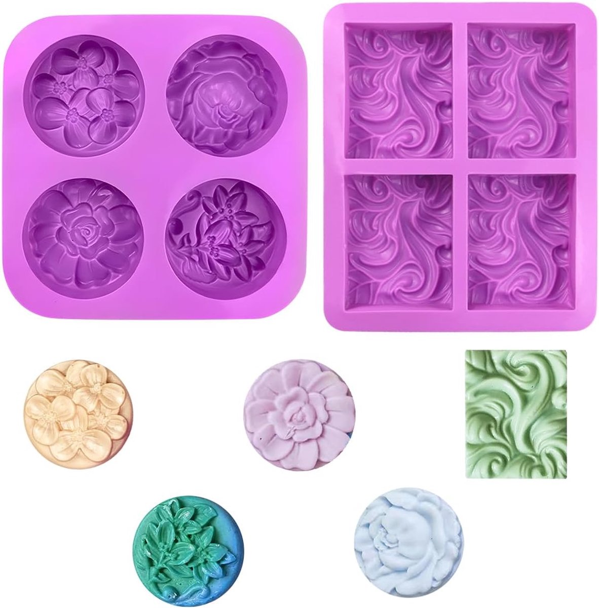 Silicone zeepmal 4 compartimenten - flexibele en niet-plaklaag - ideaal voor zelfgemaakte zeep en desserts - ShopVlot