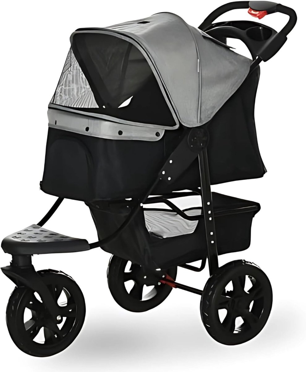 Opvouwbare Hondenbuggy - Grijs & Zwart - All-Terrain Wielen - 3-Standen Verstelbare Kap - Voor Huisdieren
