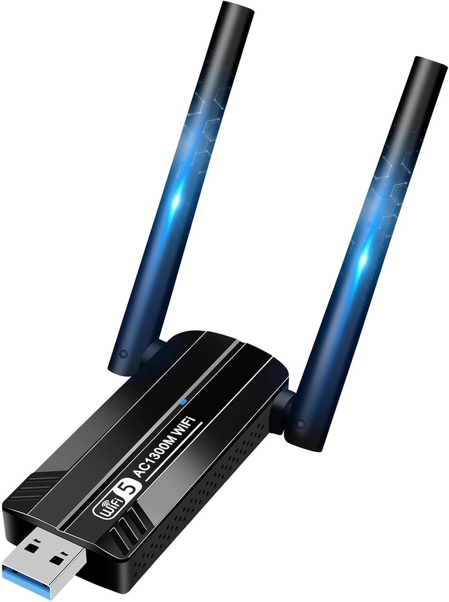 USB WLAN Stick Adapter 1300Mbps - Dualband 5GHz/2.4GHz - Verbeter uw internetverbinding - SnelShoppen