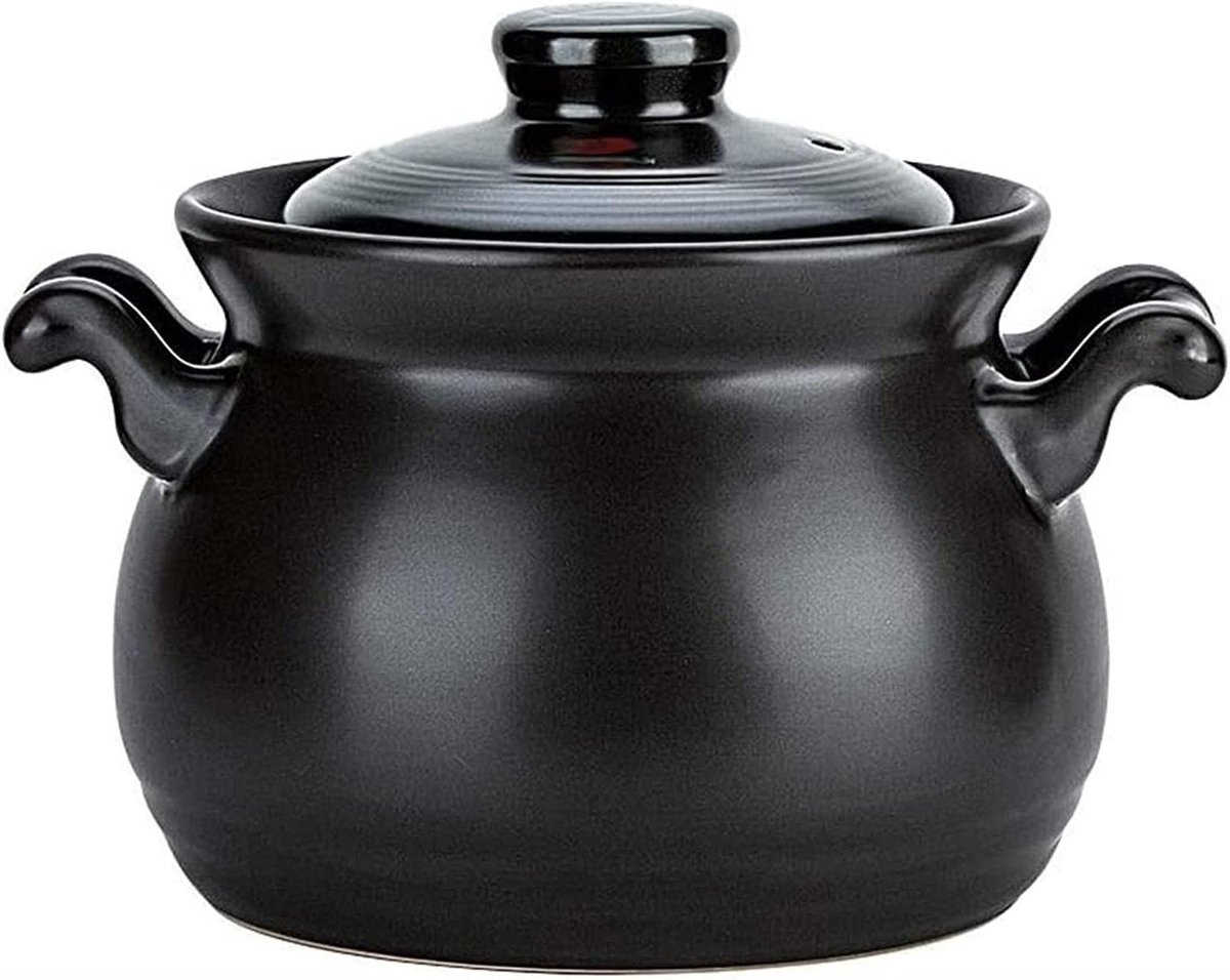 Keramische Braadpan - Soeppan Kookpot - Gelijkmatig Koken - Spodumeen Warmteopslag - 3 Liter - Zwart