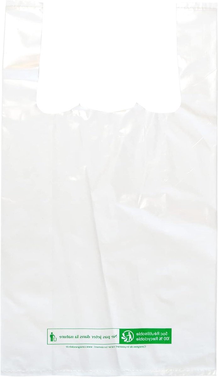 Plastic Zakken - Draagtassen Herbruikbaar - Boodschappen Doen - 50 Micron Dikte - 26x45 cm - Wit
