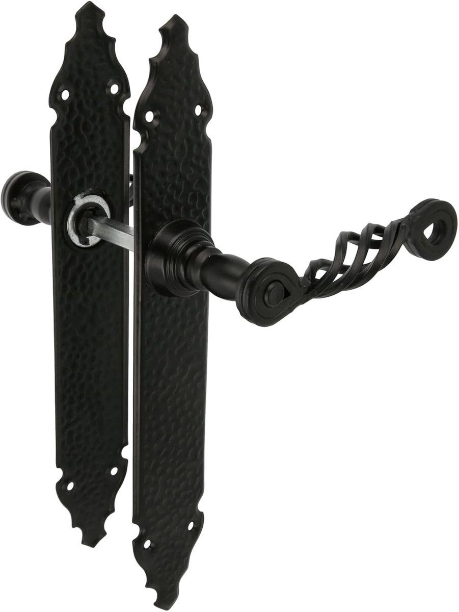 SnelShoppen - Deurhendelset Amig, Gesmeed Plaat 280x45 mm, Vierkant 8 mm, Zwart Zamak, Ideaal voor Binnen Deuren, Stalen Plaat en Handgreep