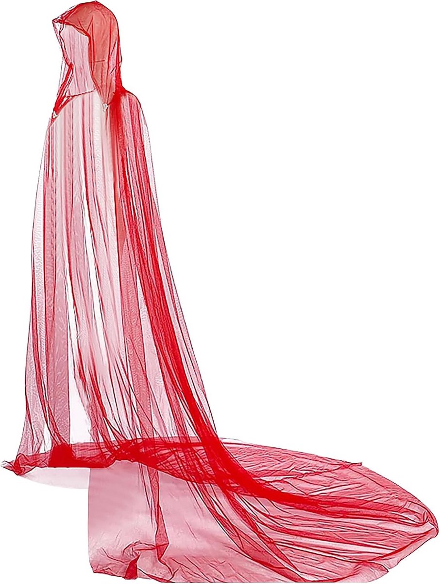Dames Tulle Cape met Kap, Lange Mesh Cape voor Halloween, Bruiloften en Cosplay, Middeleeuwse Stijl