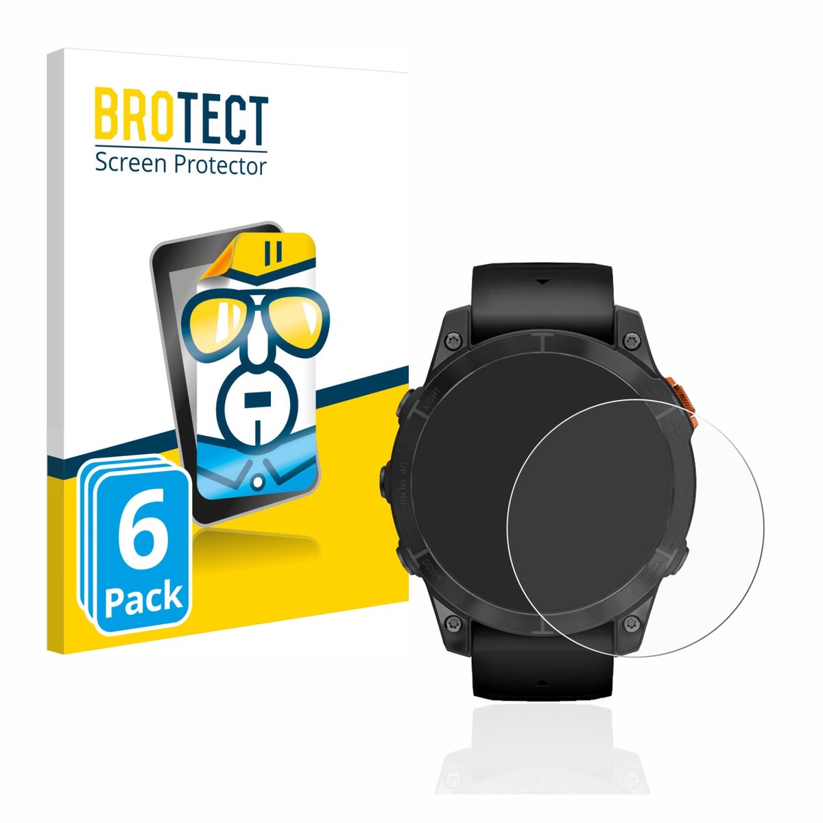 BROTECT - Screenprotector voor Garmin Fenix 7 Pro Solar (47 mm) - Folie Beschermfolie transparant 6 Stuks
