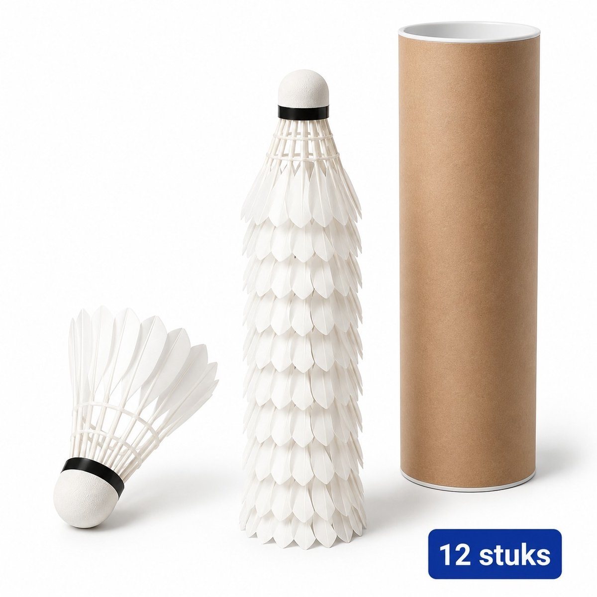 K&R Ventures® Badminton Shuttles - 12 Stuks - Nylon Shuttlecocks - Voor Binnen & Buiten - Trainingsset - Wit