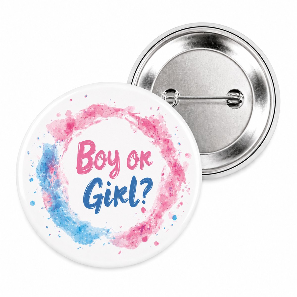 Gender reveal button - Set van 10 stuks - Boy or girl? - 56mm button met speld - Meisje of jongen?
