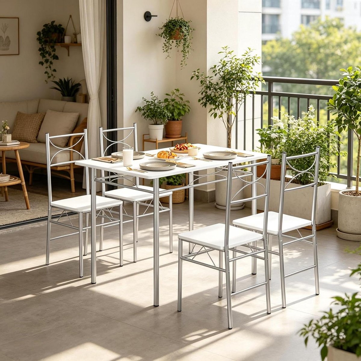 Eetgroep 4 personen - Eettafel met stoelen - Samen eten - Ruimtebesparend design - 110 x 76 x 70 cm