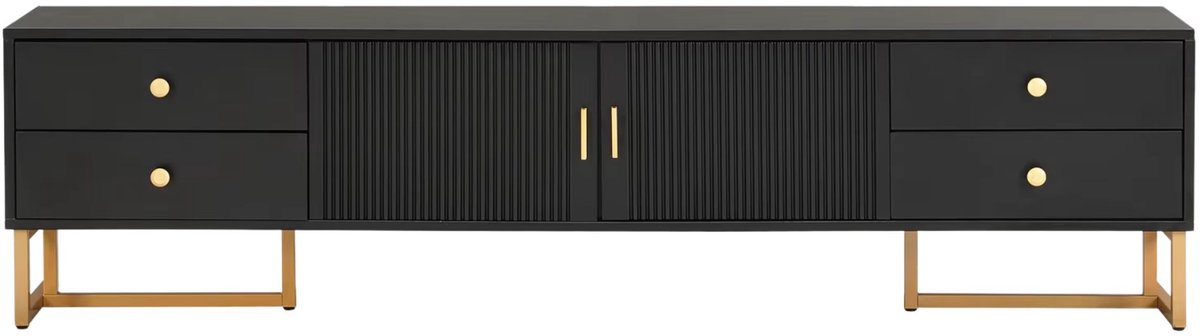TV Meubel Zwart - met Opberglades, Lades, Slot, MDF