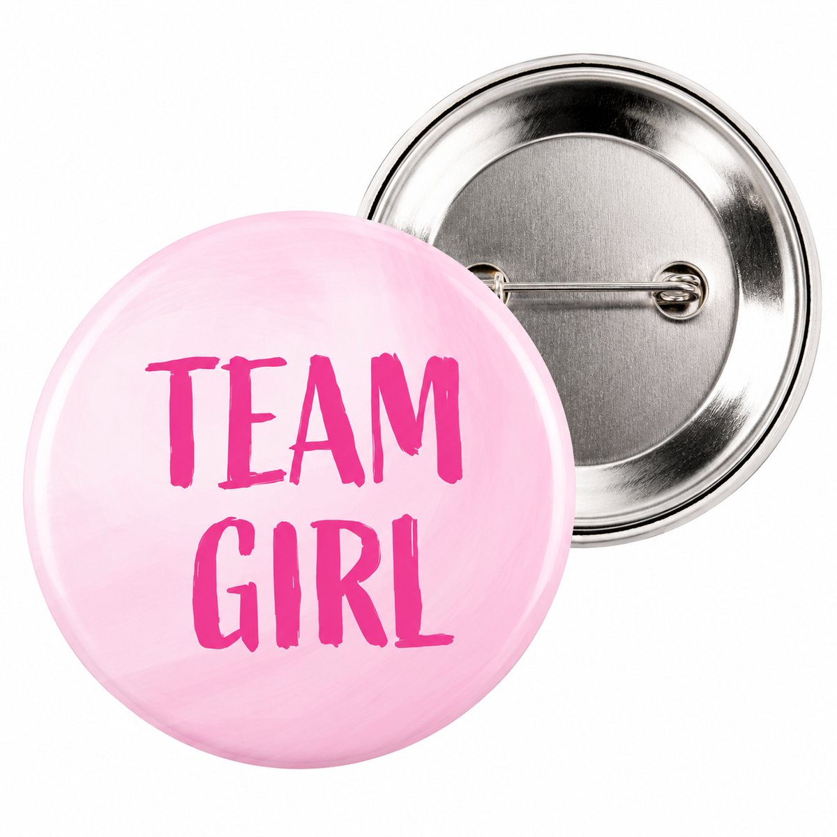Gender reveal button - Set van 10 stuks - Team girl button - 56mm button met speld - Meisje - Roze