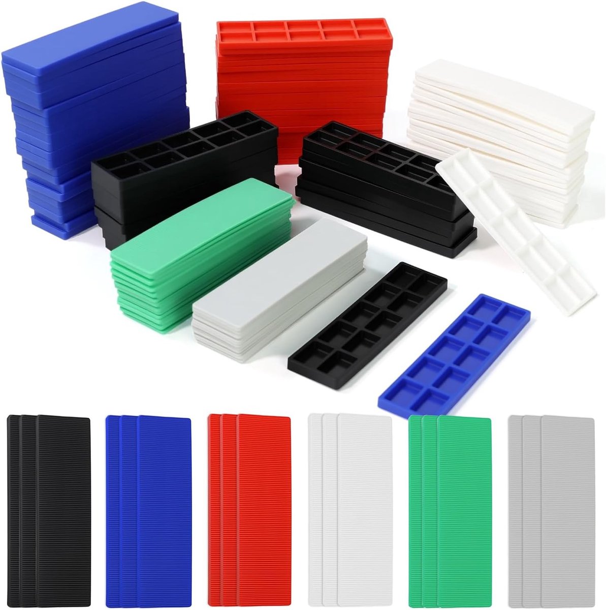 Plastic spacers 138 stuks - onderlegplaten 100x28mm - zes diktes - perfect voor ramen en deuren - ShopVlot