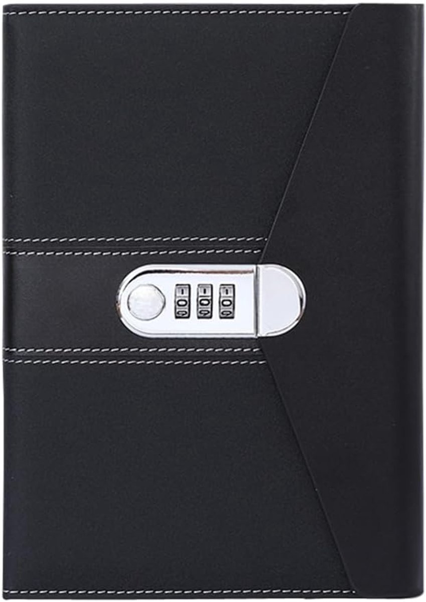 Notebook with lock, secret diary, PU leather A5 password travel diary bound notepad with combination lock, 22 x 15 cm - ShopVlot