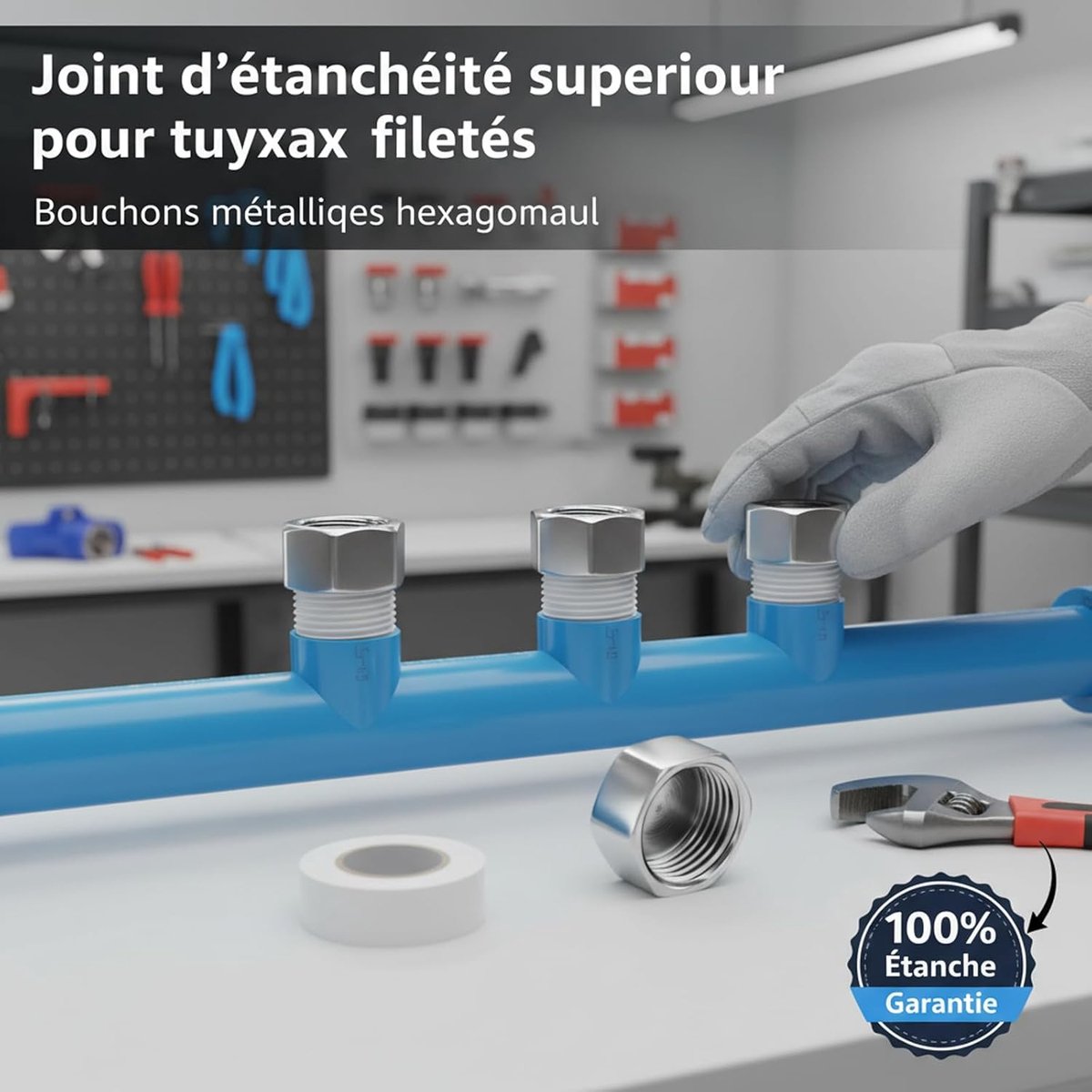 SnelShoppen - RVS Sanitair Plug Set van Vier Schroefdoppen voor Kraan en Tuinslang, Beschermende Deksel voor Waterinstallatie in Badkamer, Keuken en T