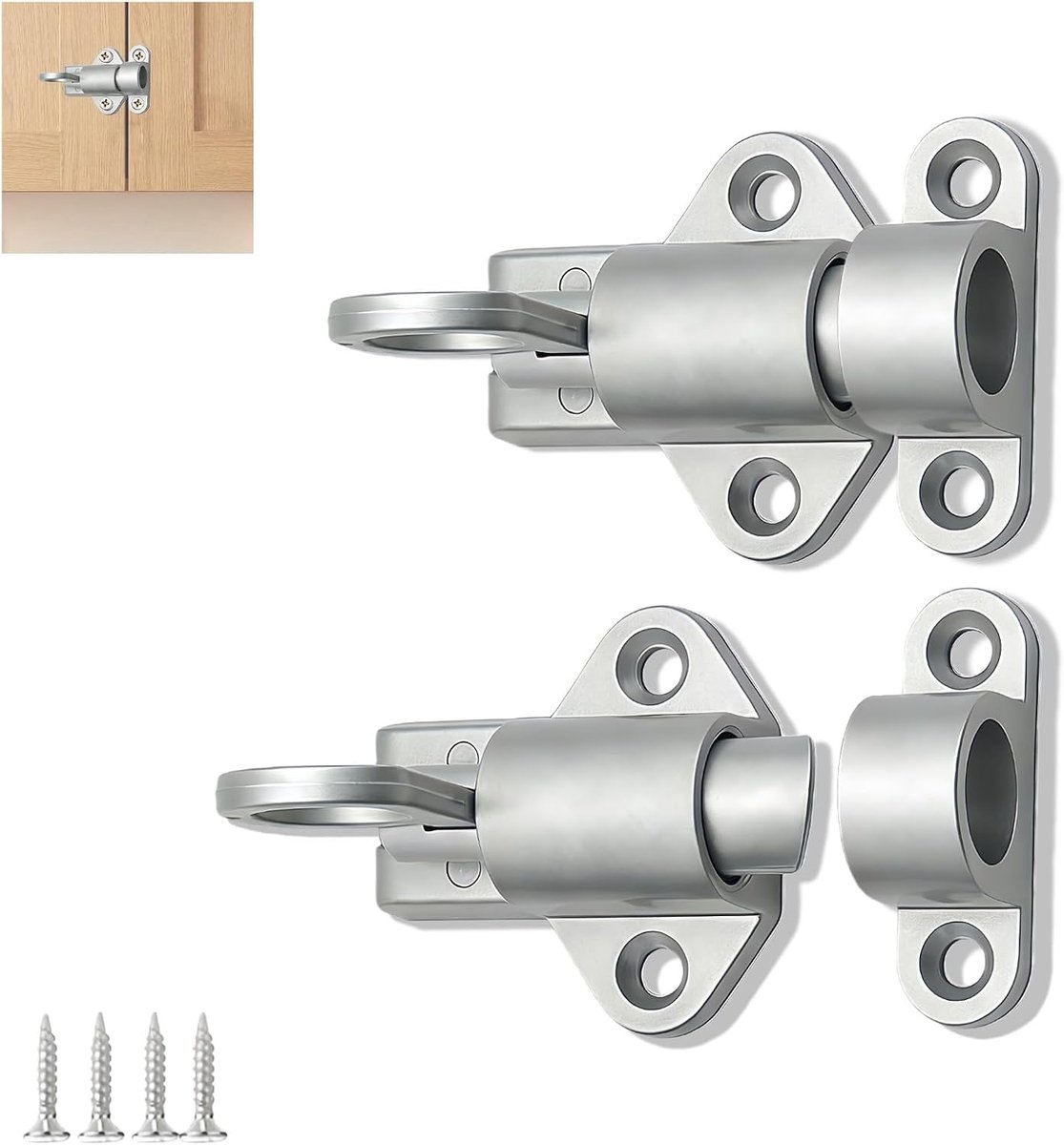 2 Pcs Automatic Door Locks Spring Lock Lock Lock Garden Gate Sliding Handle with Screws Sliding Lock for Windows - ShopVlot