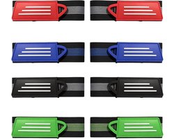 Elastische broekbanden voor sport en buitenactiviteiten, 8 stuks, verstelbaar in 4 kleuren, ideaal voor fietsen, hardlopen en wandelen