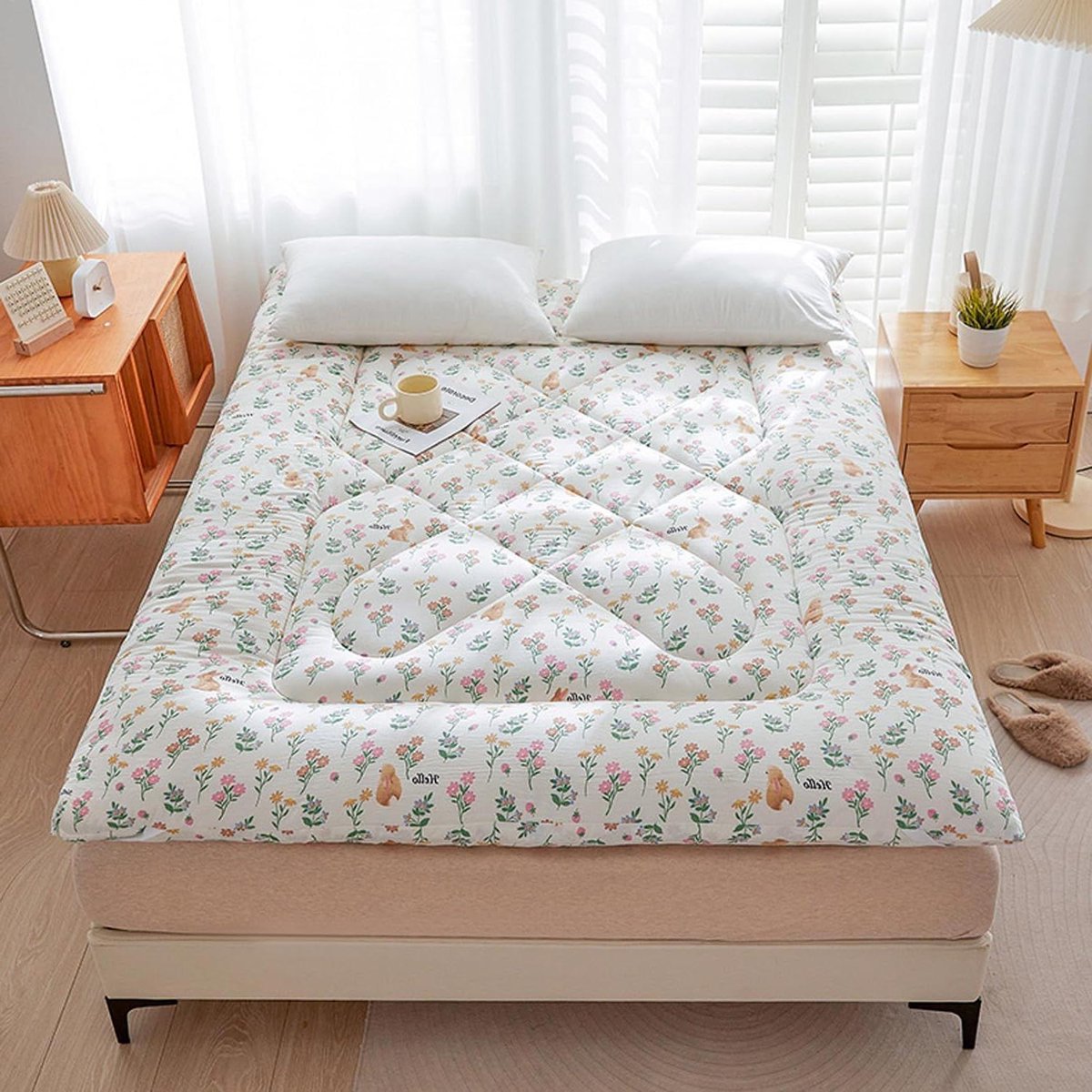 Katoenen Futonmatras - Vloermatras Slaapkussen - Comfortabel Slapen - Natuurlijke Katoenvulling - 18 x 20 m - C