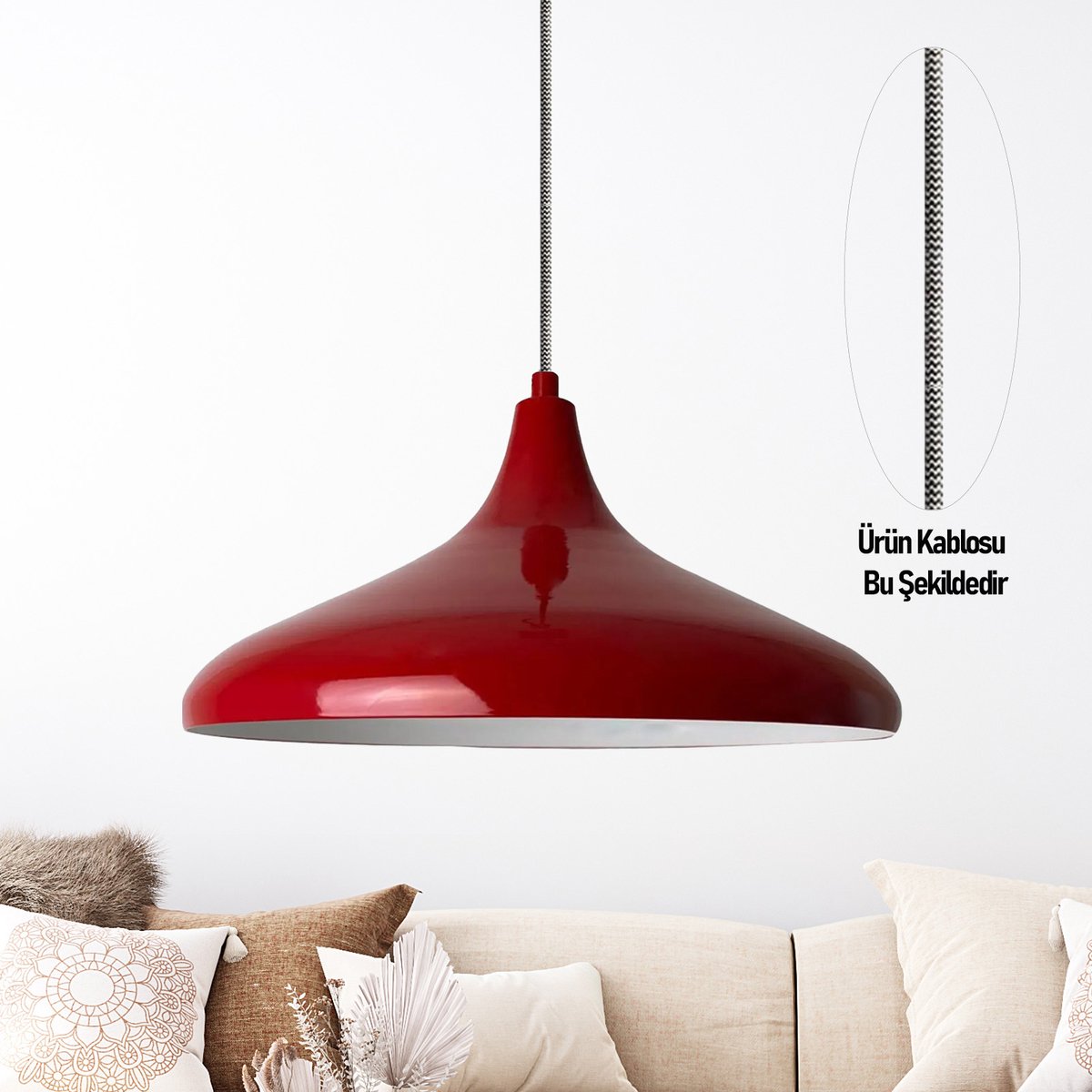 Bamyum Champion hanglamp, industriële Modern stijl, Ø30 cm, rood metalen lamp