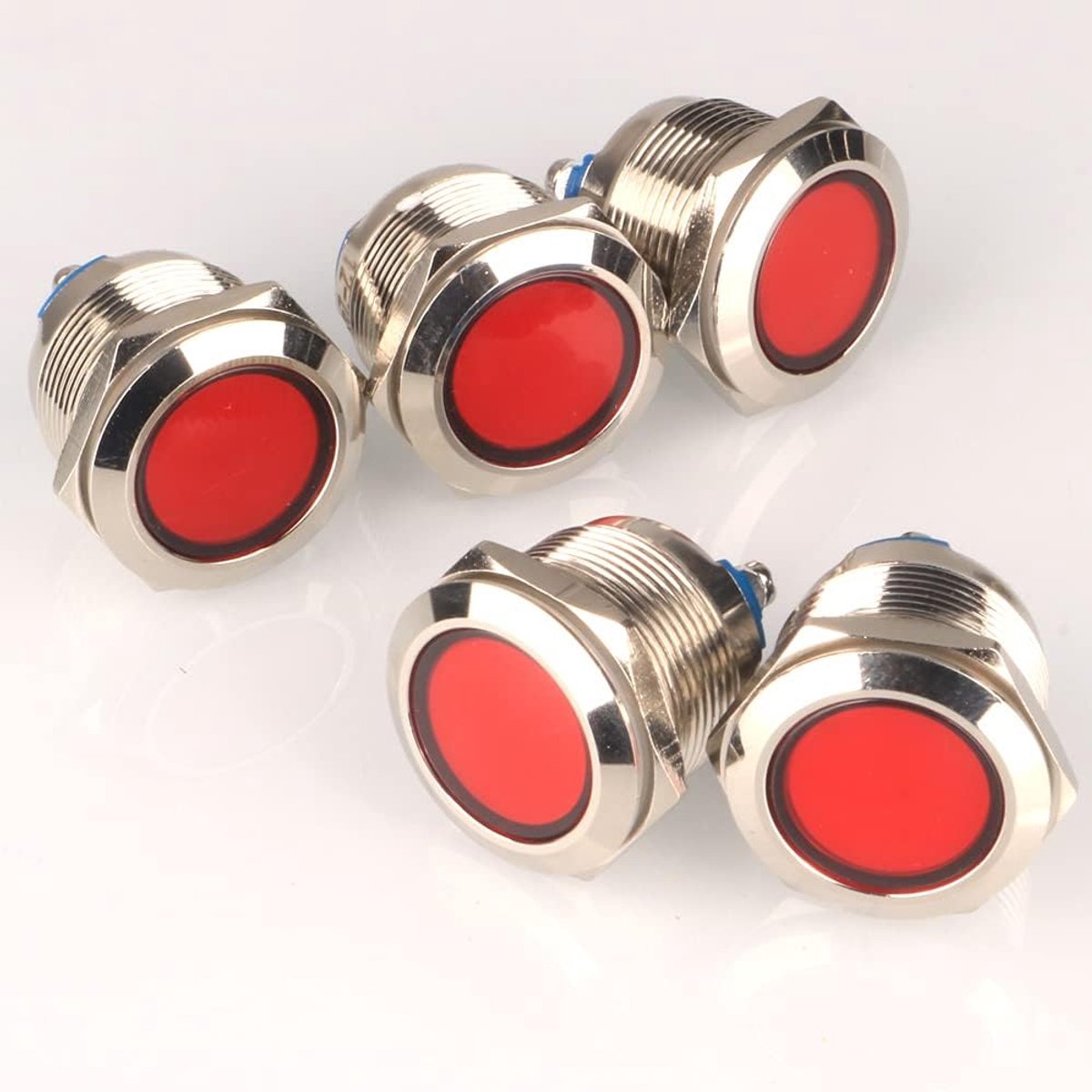 GUUZI 5pcs 12V-24V 22mm LED Metal Indicator Light Waterproof Signal Lamp with Wire (Red) - ShopVlot
