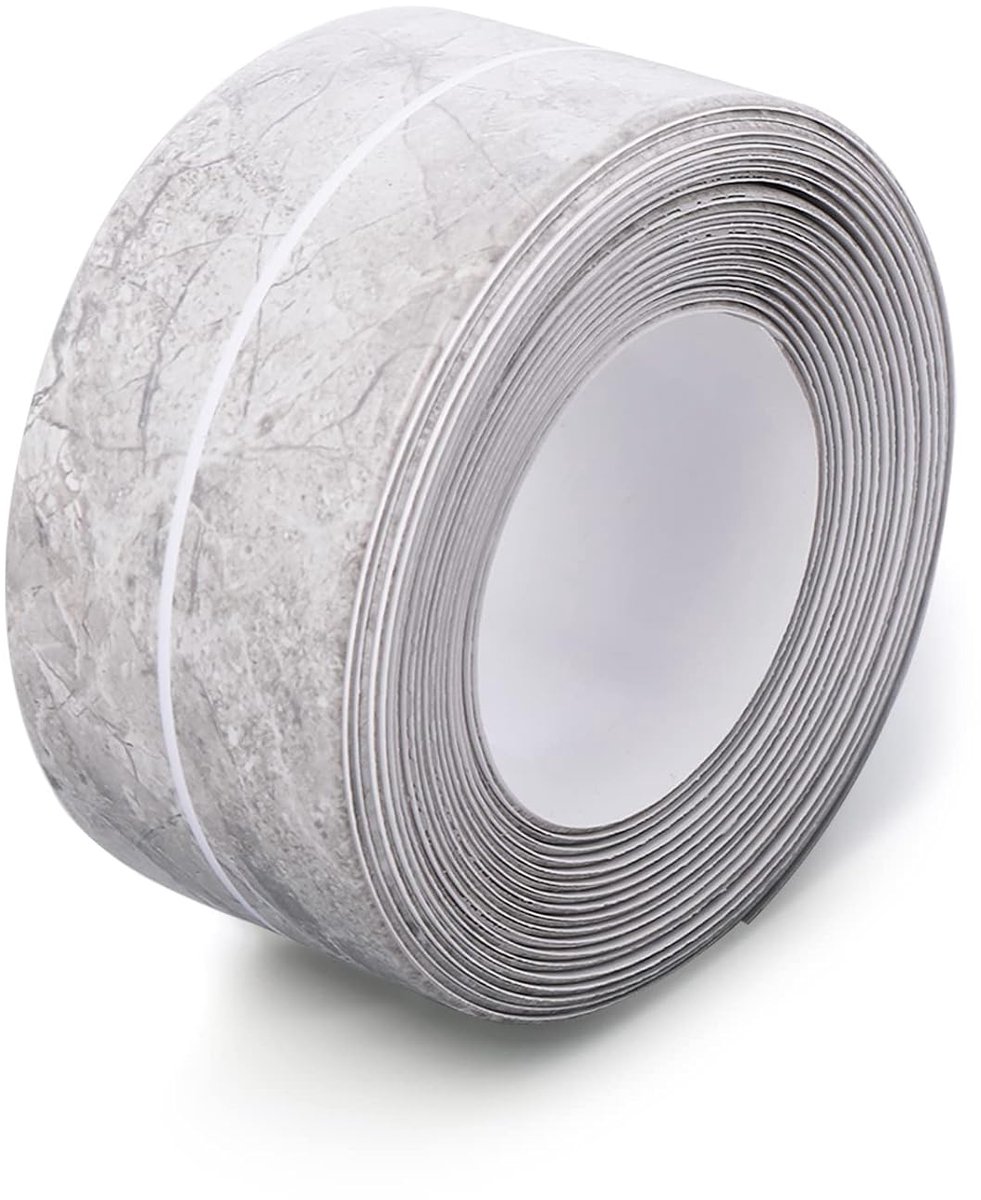 SnelShoppen - Waterdichte Sealing Tape 1,5 inch x 10,5 voet - Zelfklevende PVC Strip voor Keuken, Badkamer, Wasbak, Toilet, Badkuip - Grijs Marmer