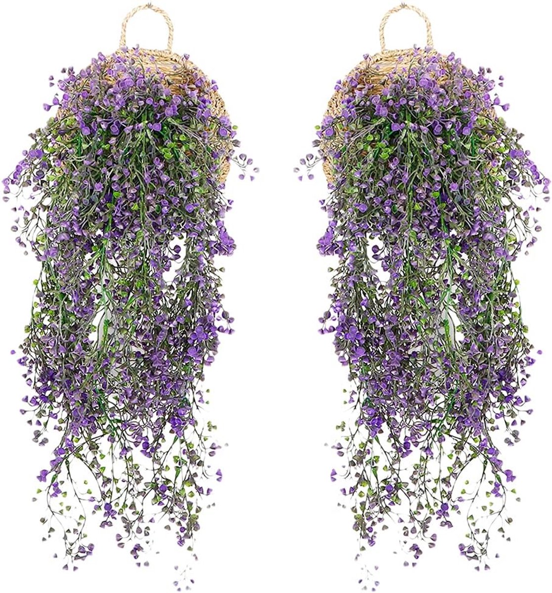 SnelShoppen - 2 Stuks Kunstbloemen Wanddecoratie Paars 85cm Kunstplanten voor Huis Tuin Feest Bruiloft Buiten