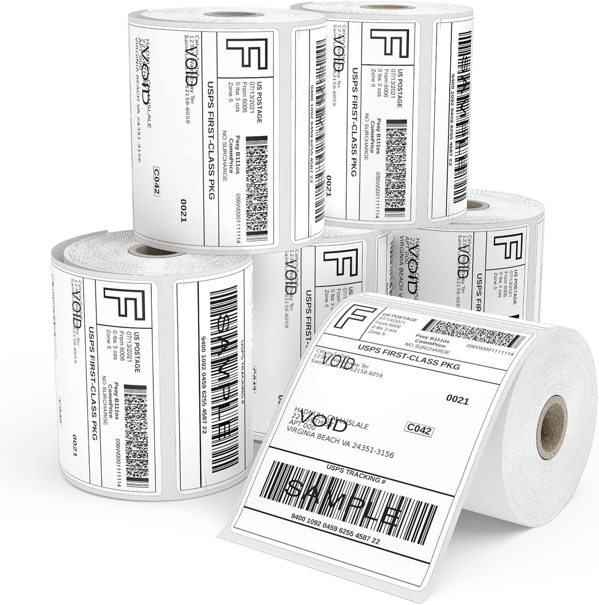 SnelShoppen - Thermische Labels 4'' x 6'' (101 x 152mm) - 6 Rollen Direct Thermo Labels voor Verzending, Barcode, FBA, Massaverzending - Hoogwaardige